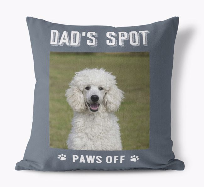 Dad's Spot, Paws Off: Personalised {breedFullName} Photo Upload Canvas Pillow