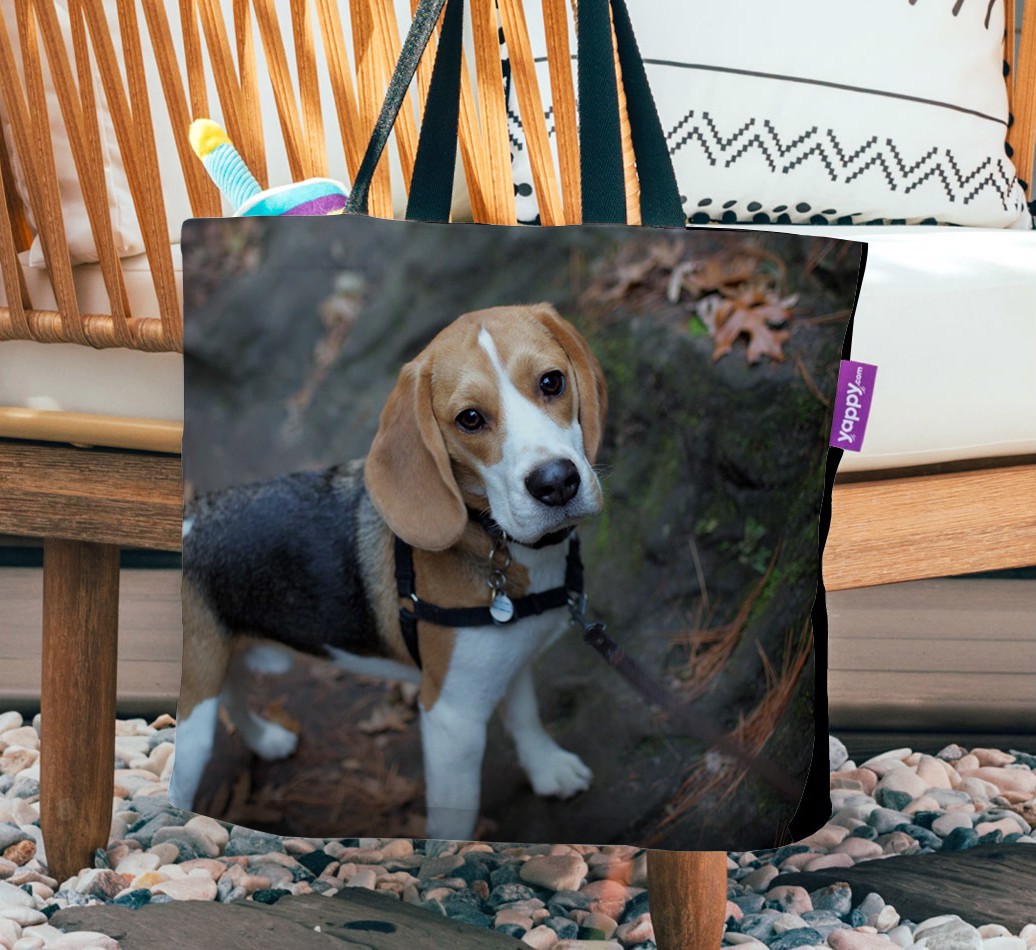 Photo Upload: Personalized {breedFullName} Canvas Bag - hanging on a chair