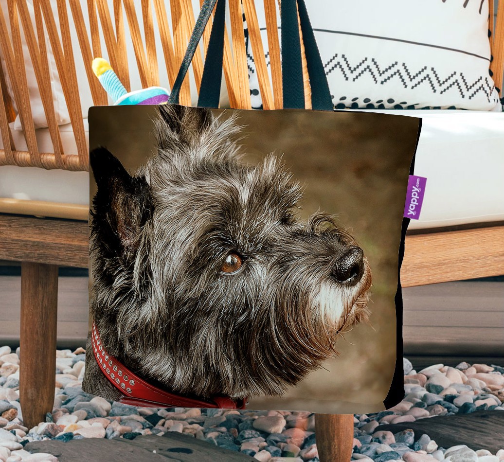 Photo Upload: Personalised {breedFullName} Canvas Bag - hanging on a chair