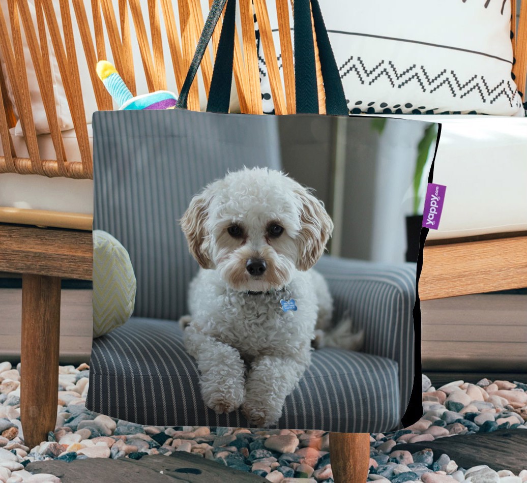 Photo Upload: Personalized {breedFullName} Canvas Bag - hanging on a chair
