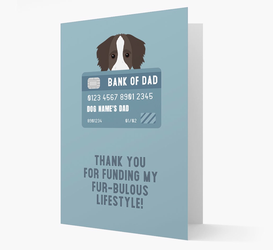 'Bank Of Dad' - Personalised {breedFullName} Card- front