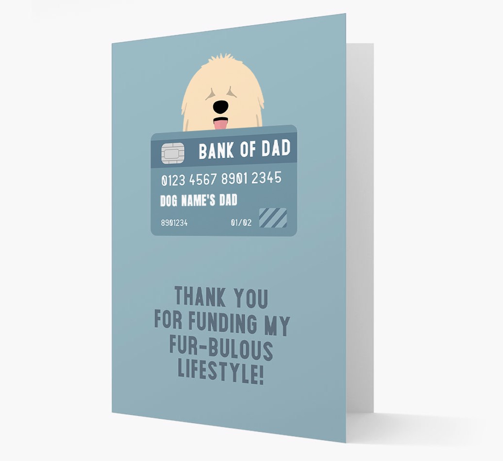 'Bank Of Dad' - Personalised {breedFullName} Card- front