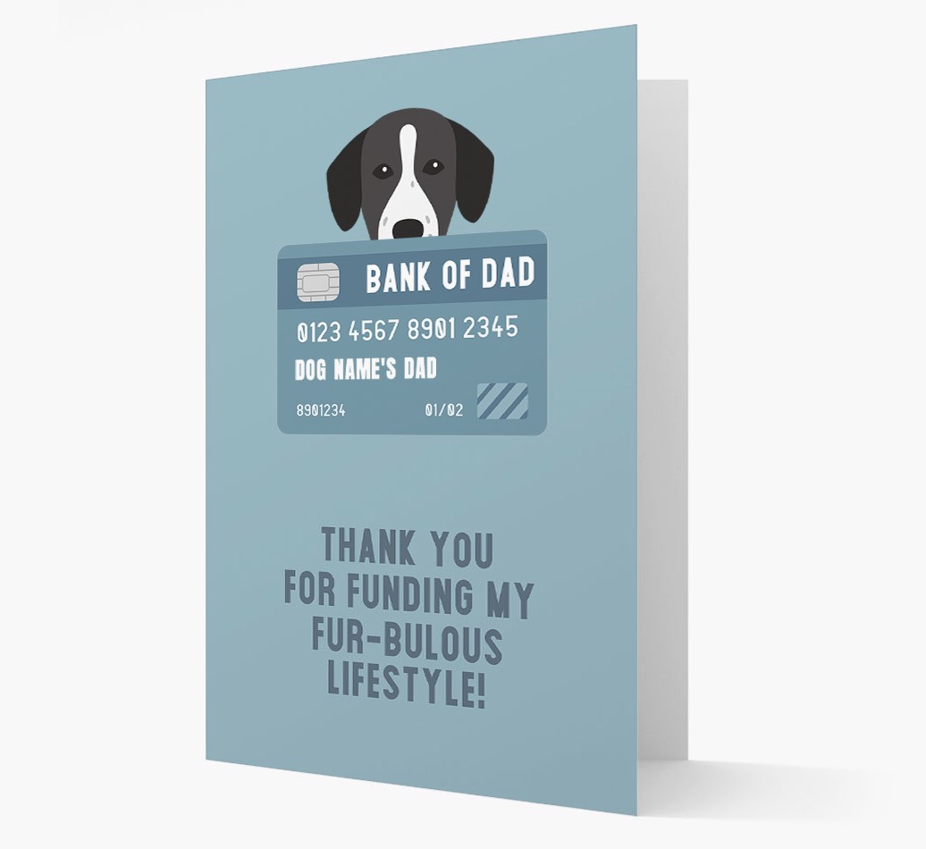 'Bank Of Dad' - Personalized {breedFullName} Card- front