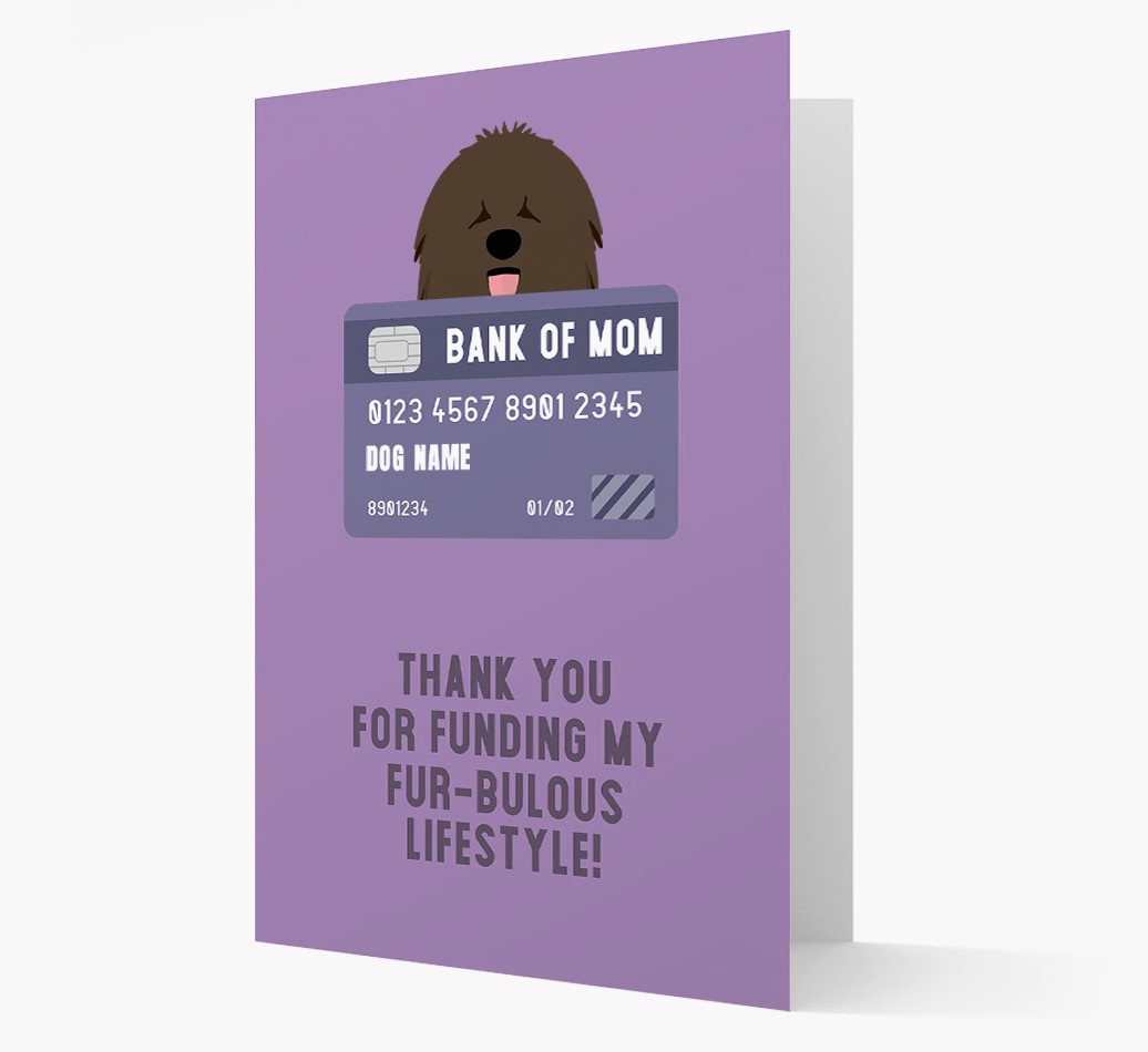 Personalized 'Bank of Mum' Card with {breedFullName} Icon Card front