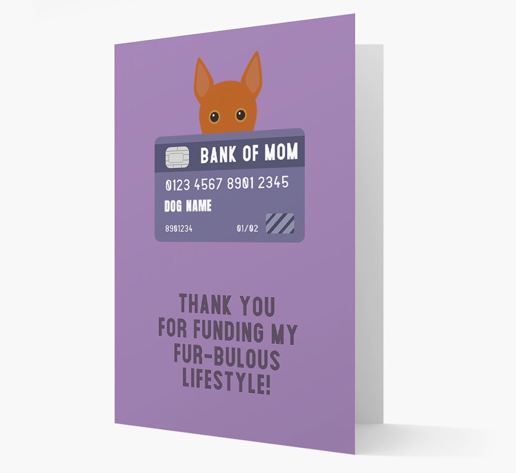 Personalized 'Bank of Mum' Card with {breedFullName} Icon Card front