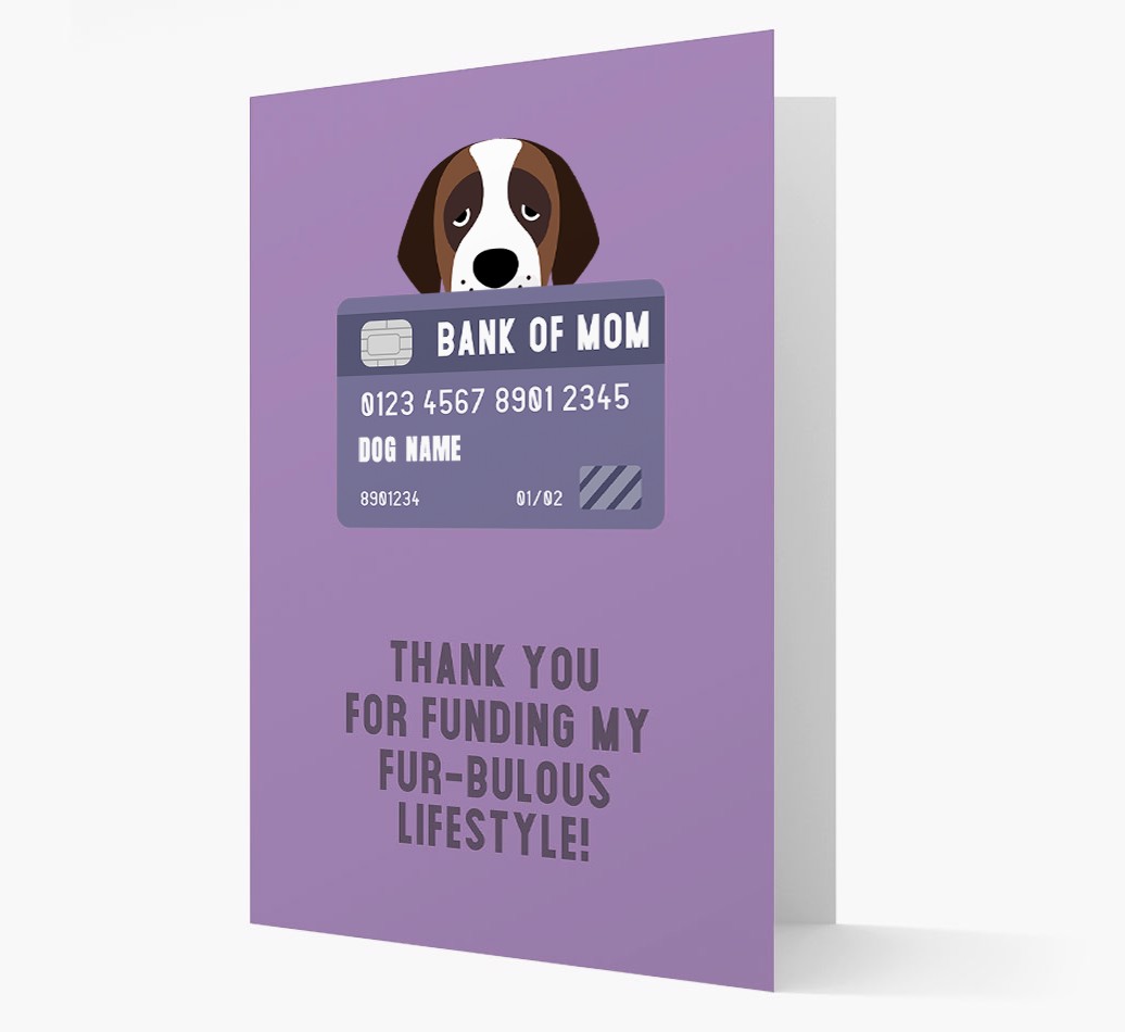 Personalized 'Bank of Mum' Card with {breedFullName} Icon Card front