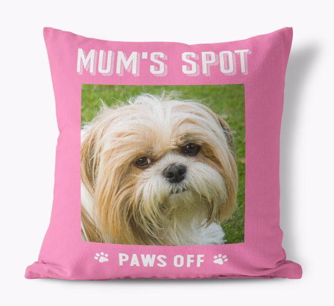 'Mum's Spot, Paws Off' - Photo Upload Cushion for your {breedFullName}