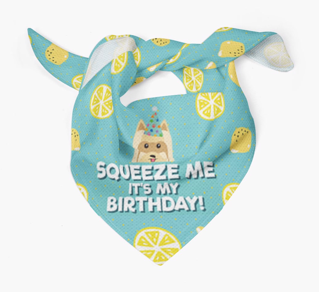 Squeeze Me Bandana for your {breedFullName} Dog Bandana Tied