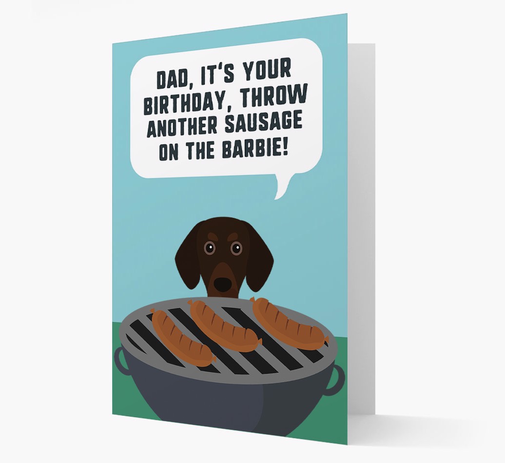 'Dad's Birthday Barbie' - Personalised {breedFullName} Card- front