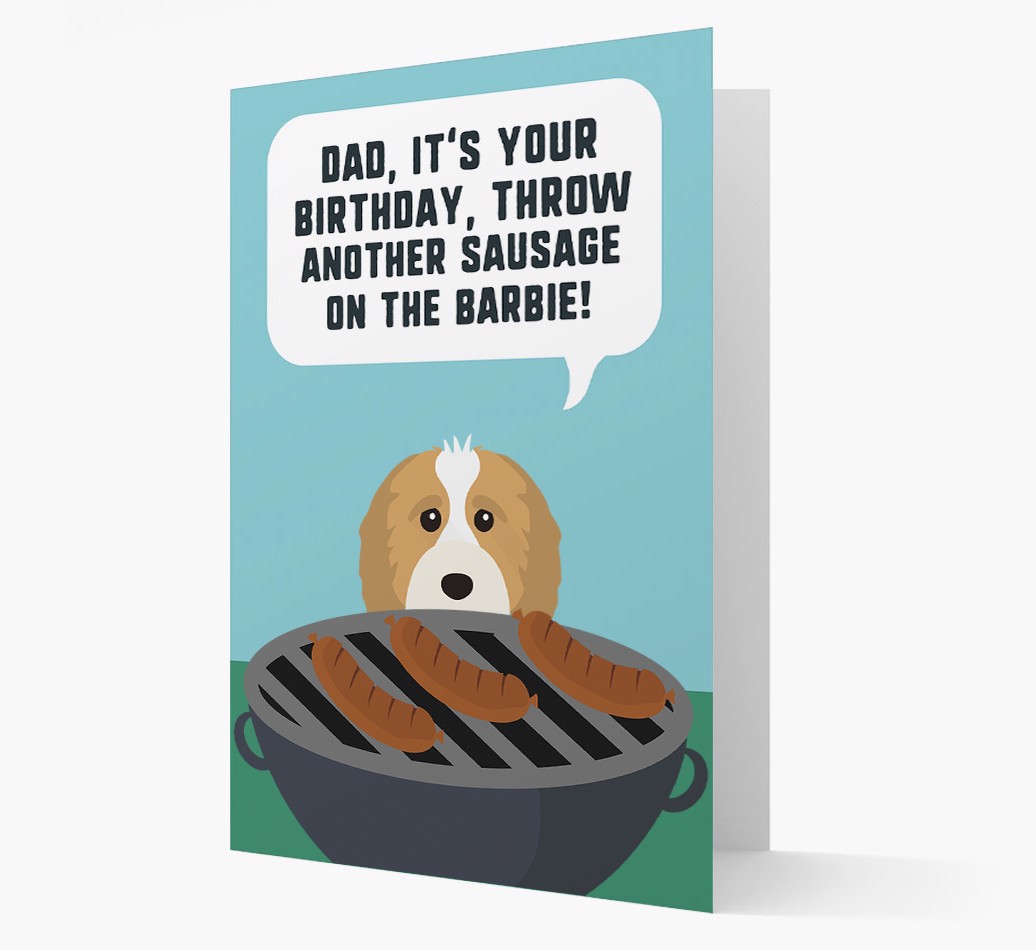 'Dad's Birthday Barbie' - Personalised {breedFullName} Card- front