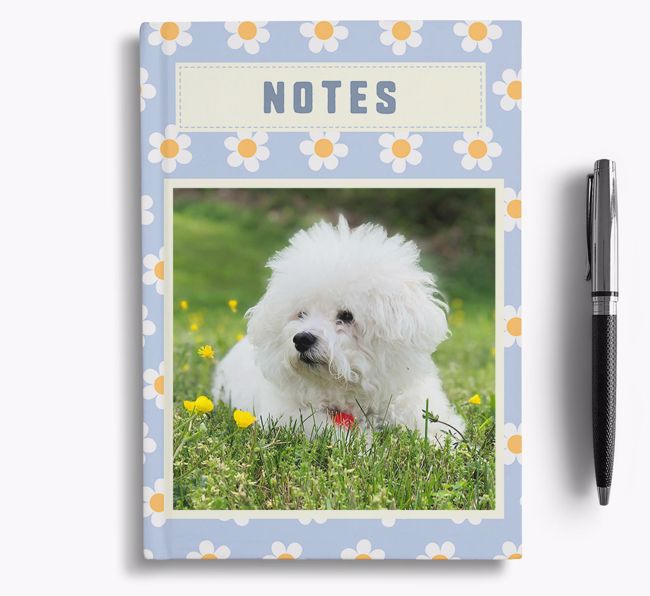 Daisy Pattern Notebook with photo of your {breedFullName}