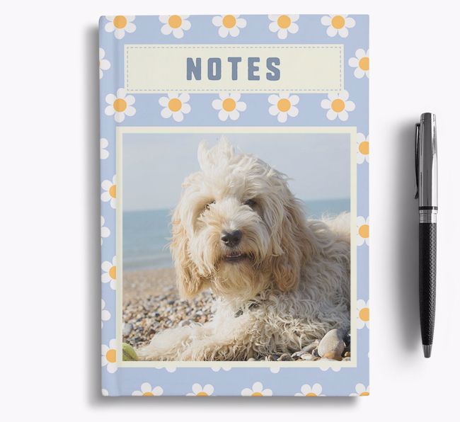 Daisy Pattern Notebook with photo of your {breedFullName}