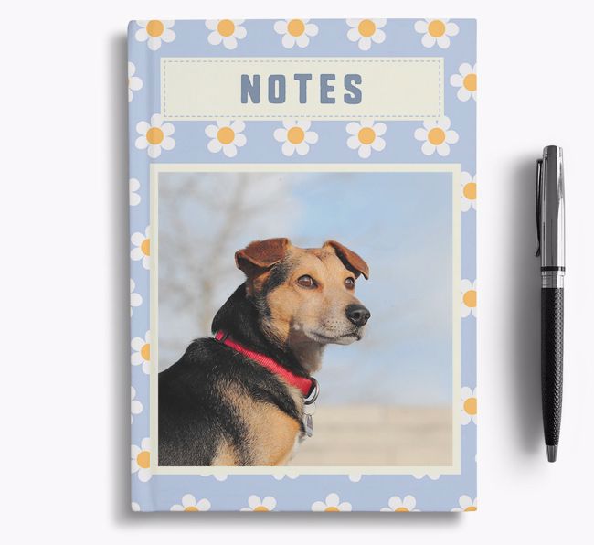 Daisy Pattern Notebook with photo of your {breedFullName}