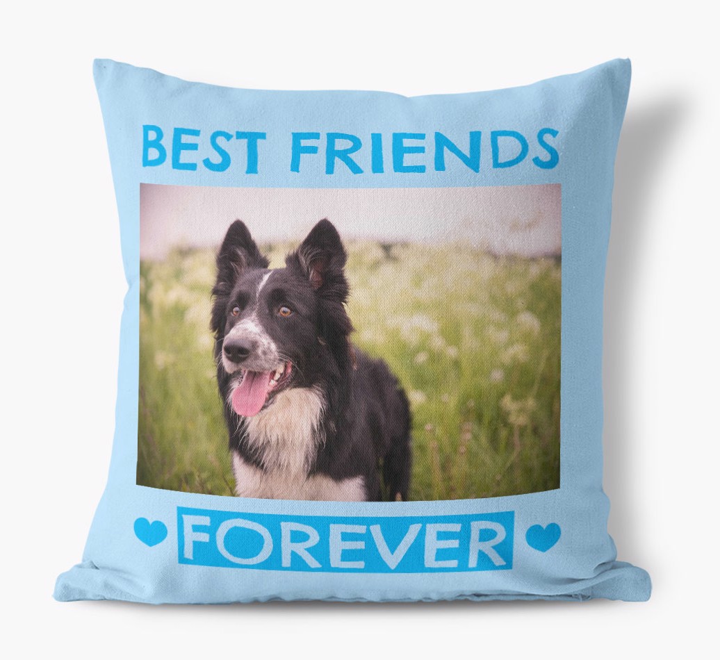 'Best Friends Forever' - {breedFullName} Photo Upload Canvas Pillow - front view