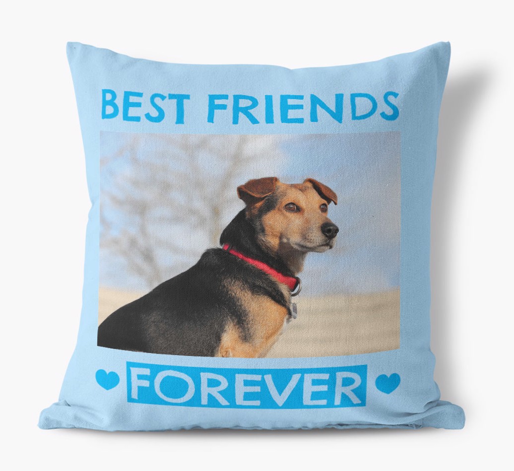 Best Friends Forever: {breedCommonName} Photo Upload Canvas Cushion - front view