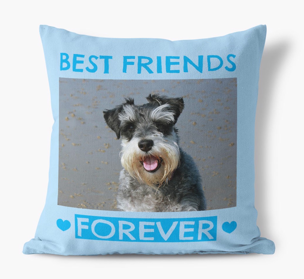 'Best Friends Forever' - {breedFullName} Photo Upload Canvas Pillow - front view