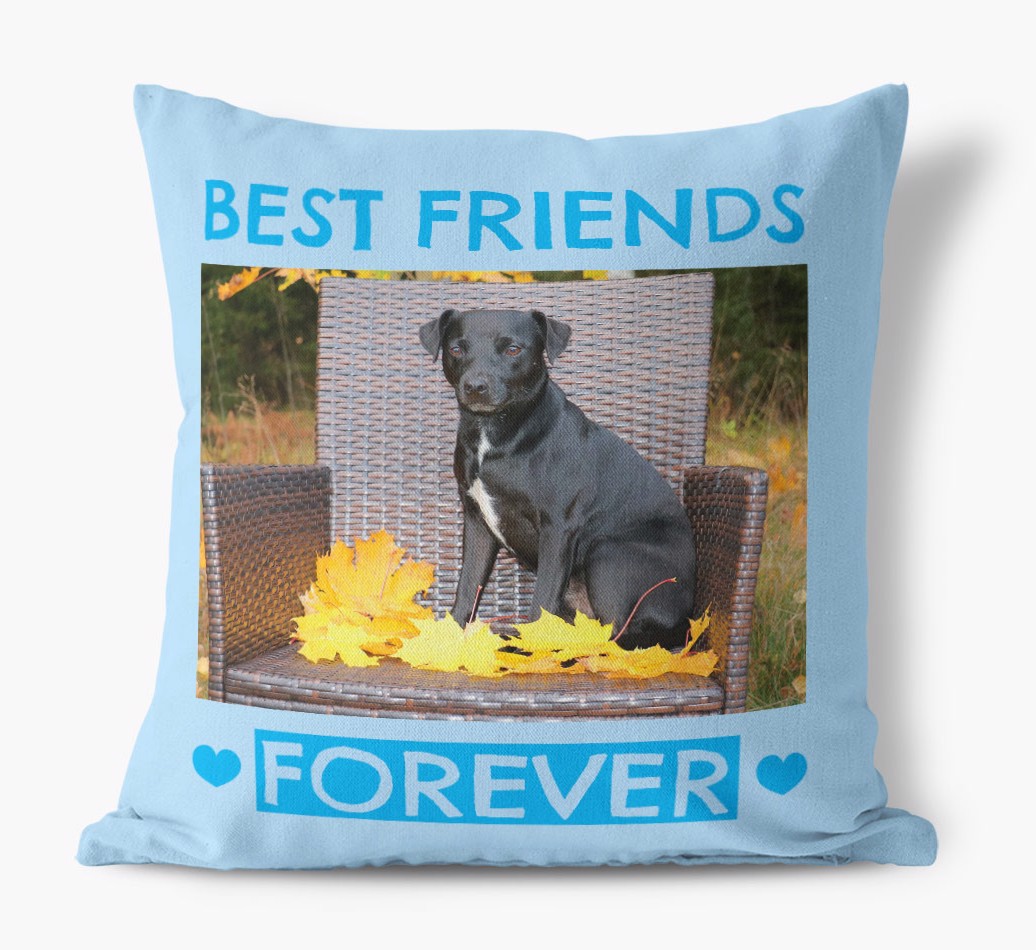 'Best Friends Forever' - {breedFullName} Photo Upload Canvas Pillow - front view