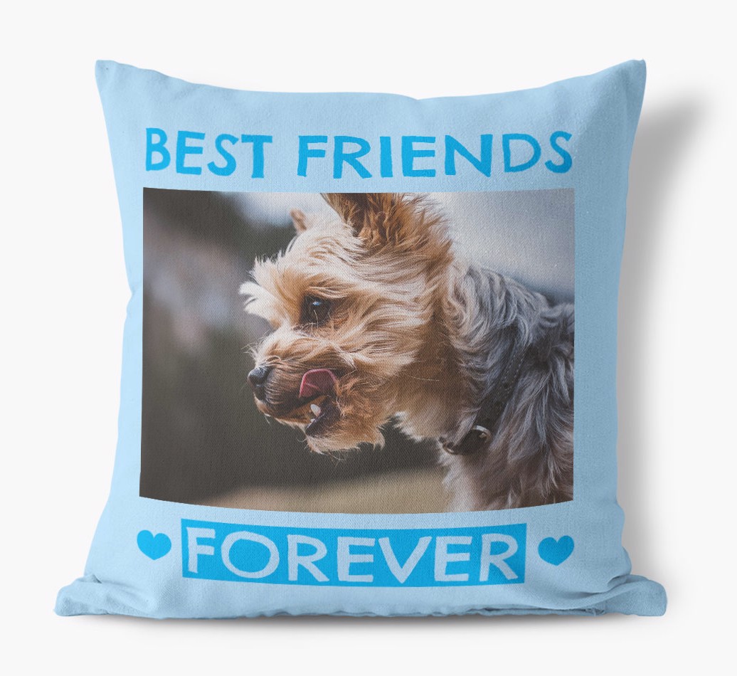 Best Friends Forever: {breedCommonName} Photo Upload Canvas Cushion - front view
