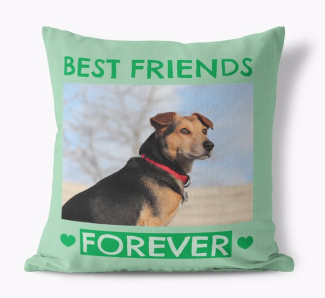Photo Upload 'Best Friends Forever' Canvas Pillow with {breedFullName} Picture