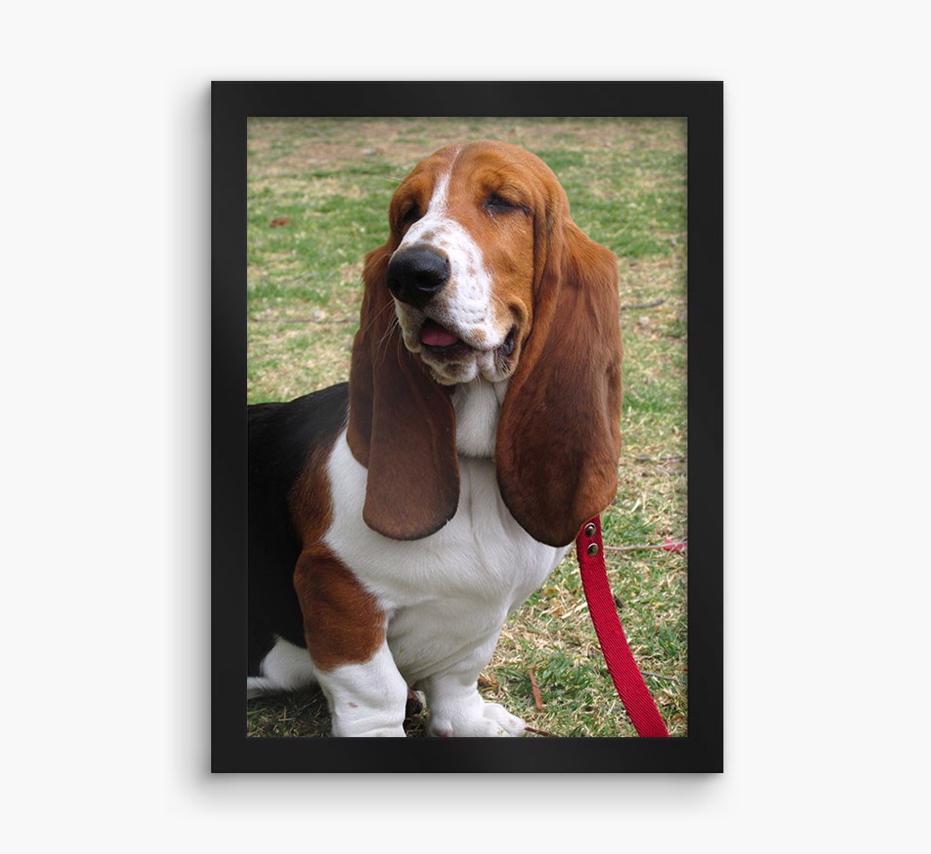 'Photo Upload Framed Print - Personalised with your {breedFullName} - black frame front view