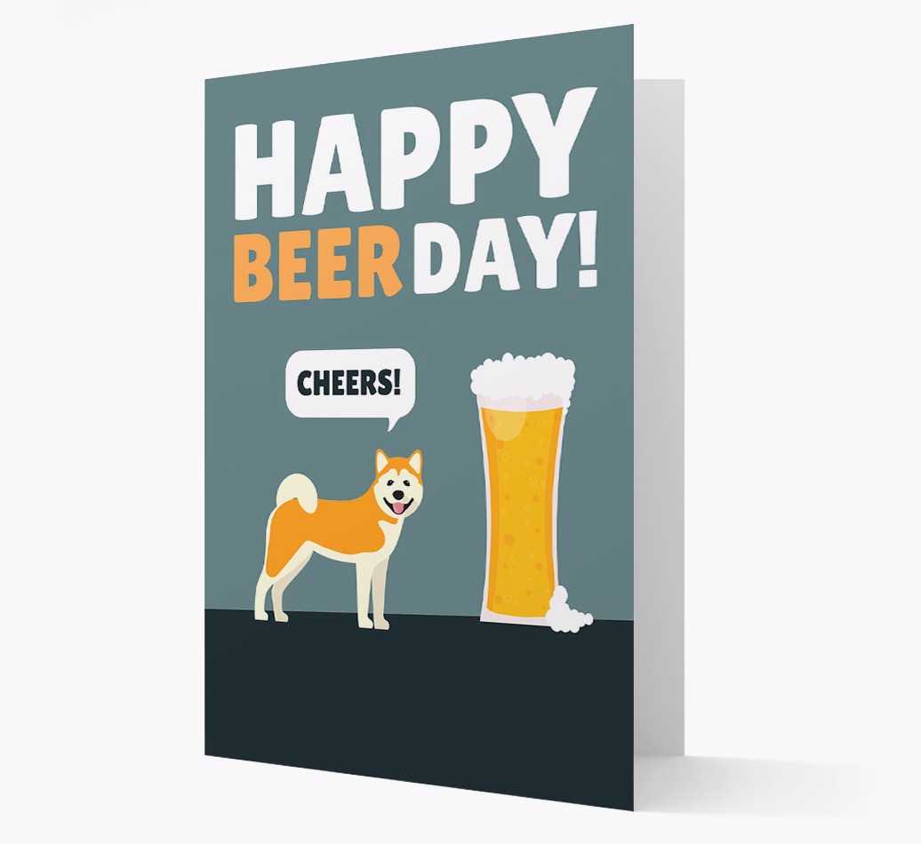 'Happy Beer Day' - Personalized {breedFullName} Card Front