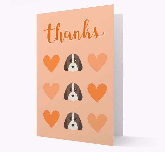 'Thanks' Heart Pattern Card with {breedFullName} Icon