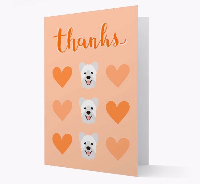 'Thanks' Heart Pattern Card with {breedFullName} Icon