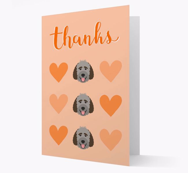 'Thanks' Heart Pattern Card with {breedFullName} Icon