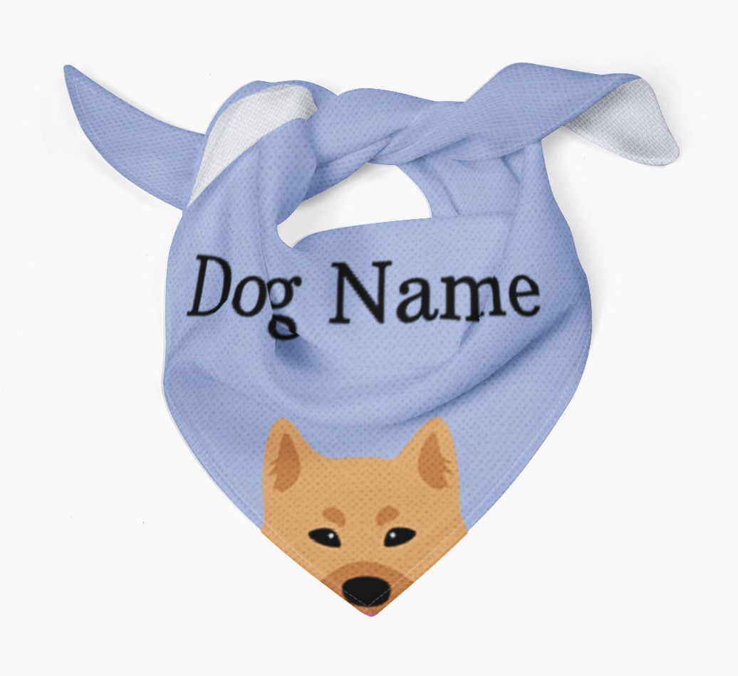Personalised {breedFullName} {colour} Dog Bandana With Peeking Yappicon Dog Bandana Tied