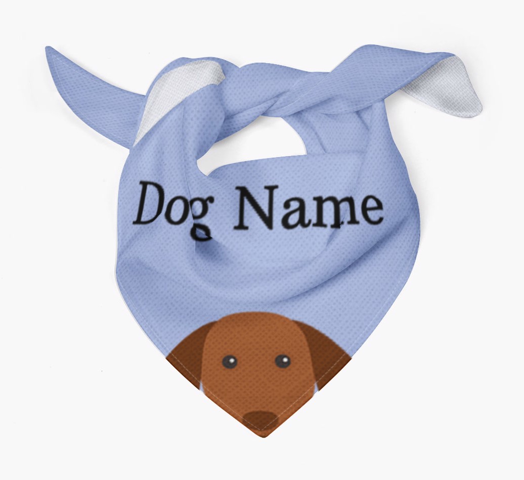 Personalised {breedFullName} {colour} Dog Bandana With Peeking Yappicon Dog Bandana Tied