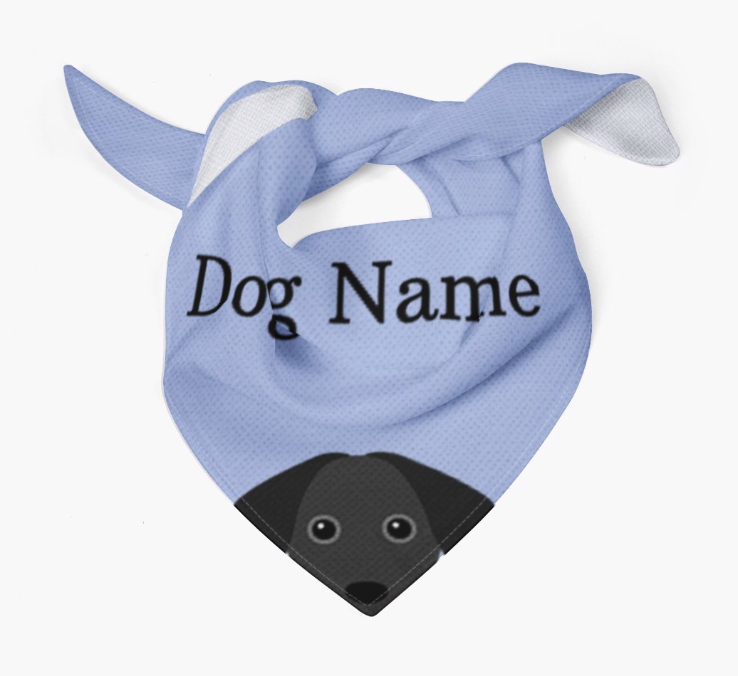 Personalized {breedFullName} {colour} Dog Bandana With Peeking Yappicon Dog Bandana Tied