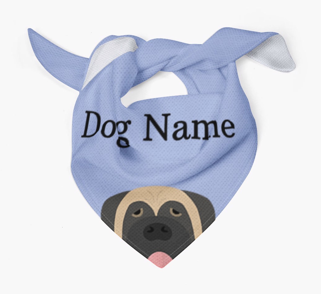 Personalized {breedFullName} {colour} Dog Bandana With Peeking Yappicon Dog Bandana Tied