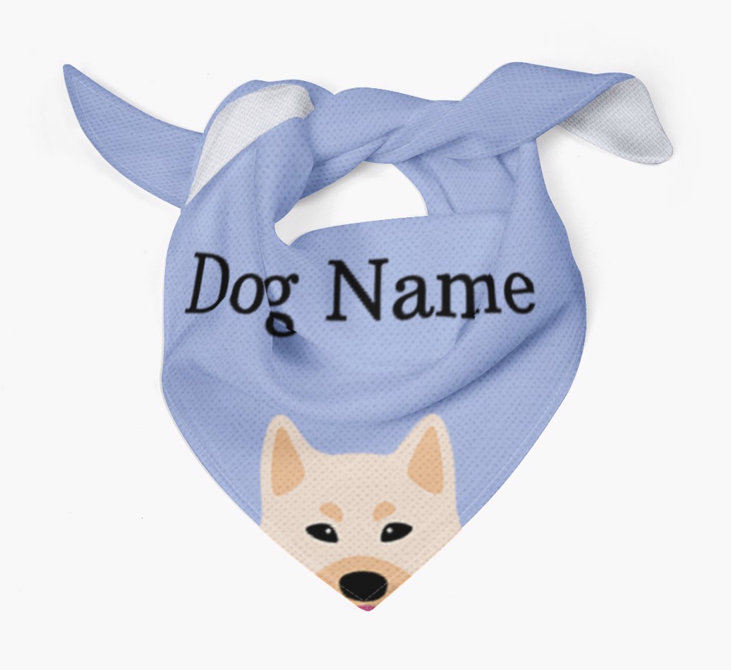 Personalised {breedFullName} {colour} Dog Bandana With Peeking Yappicon Dog Bandana Tied