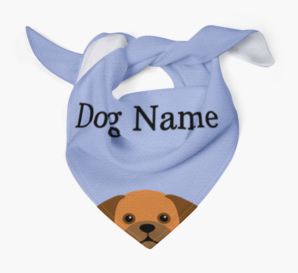 Personalized {breedFullName} {colour} Dog Bandana With Peeking Yappicon Dog Bandana Tied