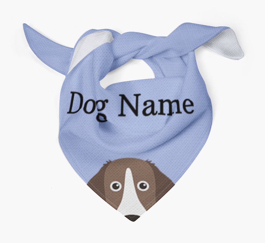 Personalized {breedFullName} {colour} Dog Bandana With Peeking Yappicon Dog Bandana Tied