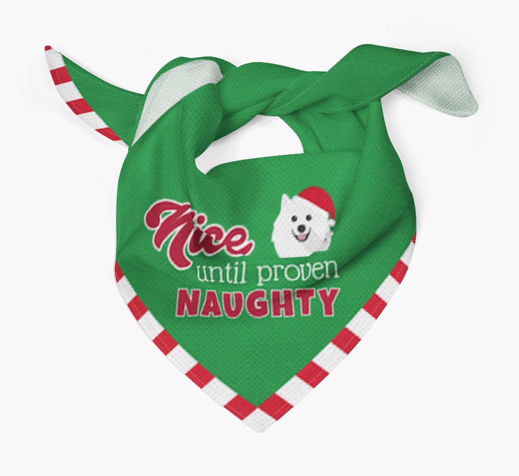 Nice Until Proven Naughty Dog Bandana With Yappicon Tied
