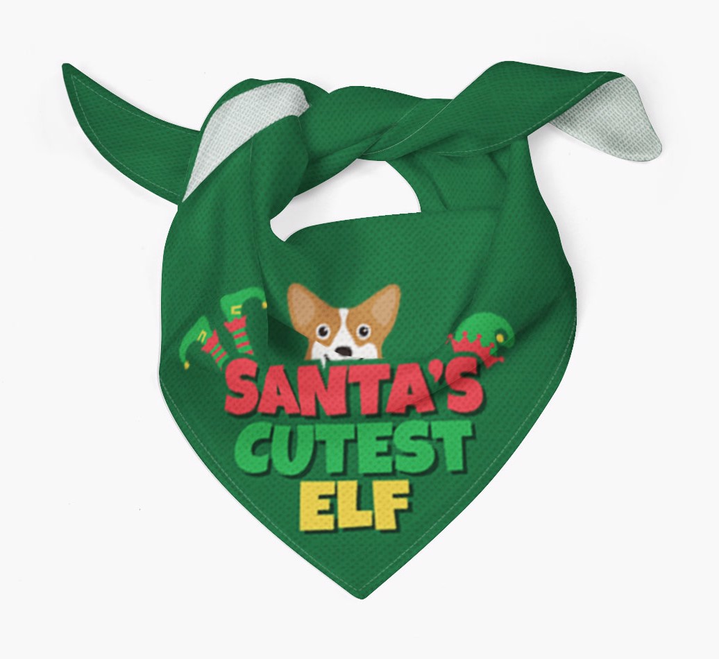 Santa's Cutest Elf Dog Bandana With Yappicon Tied