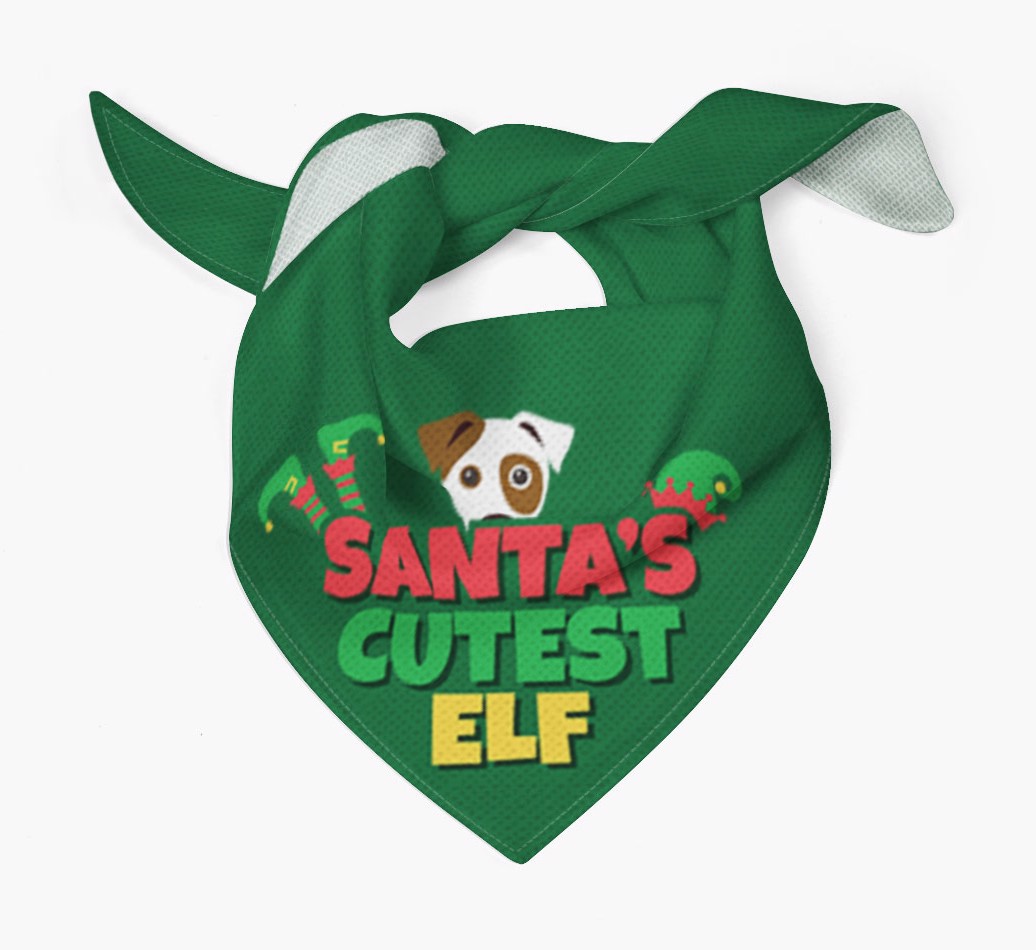 Santa's Cutest Elf Dog Bandana With Yappicon Tied