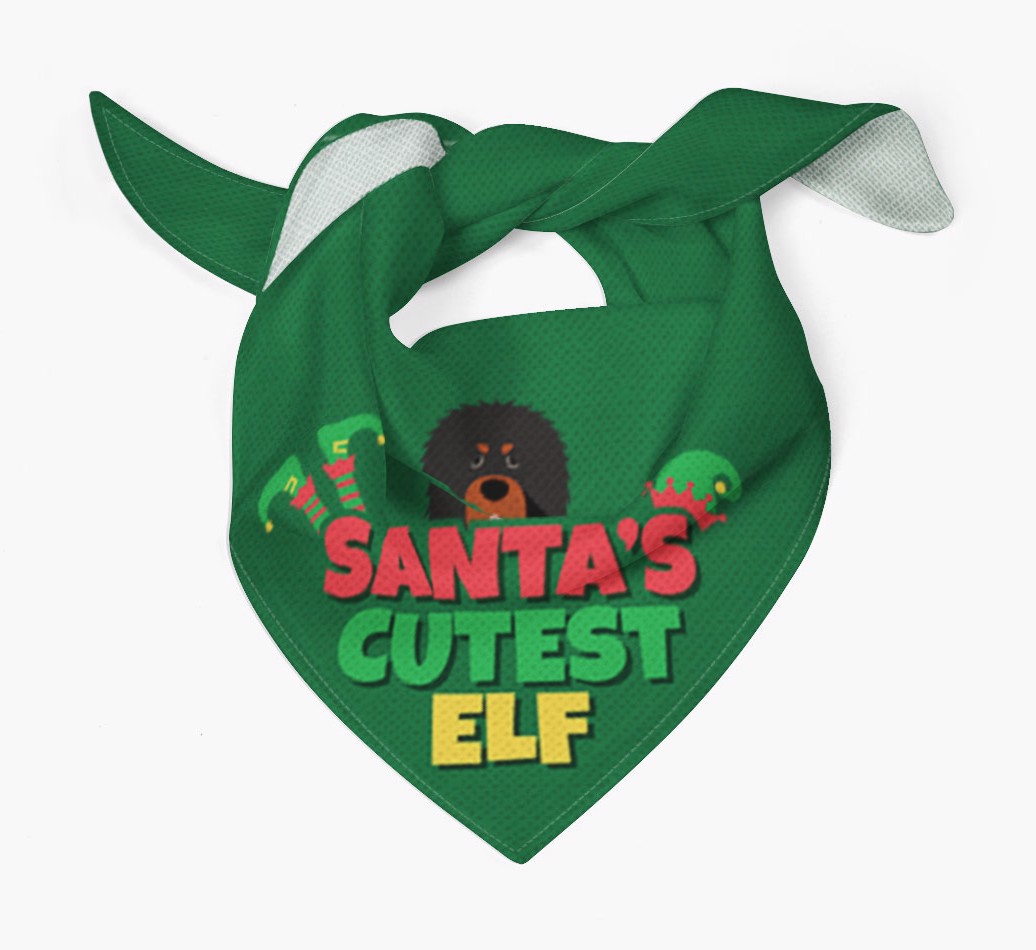 Santa's Cutest Elf Dog Bandana With Yappicon Tied