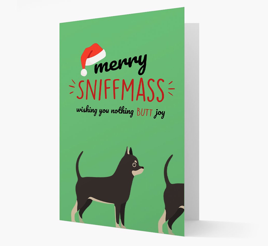 'Merry Sniffmass' - Personalised {breedFullName} Christmas Card front