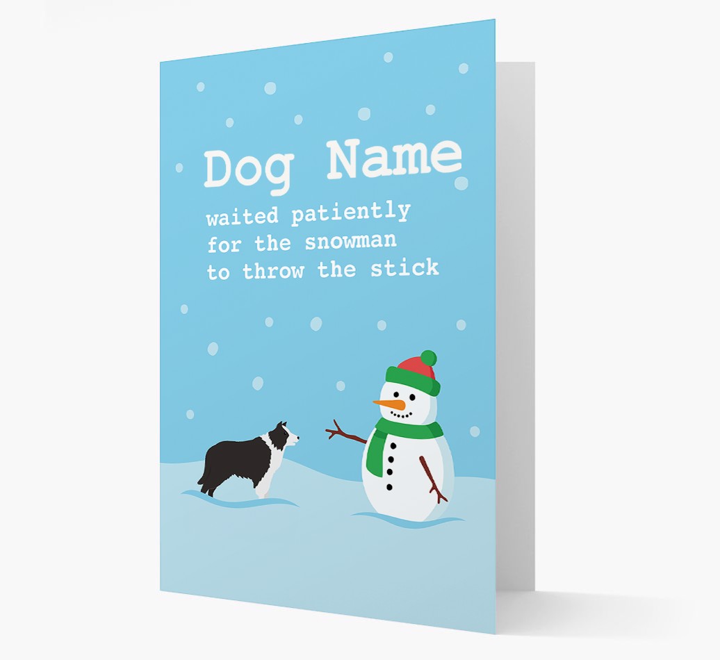 Personalised '{dogsName} and Snowman' - {breedFullName} Christmas Card Front