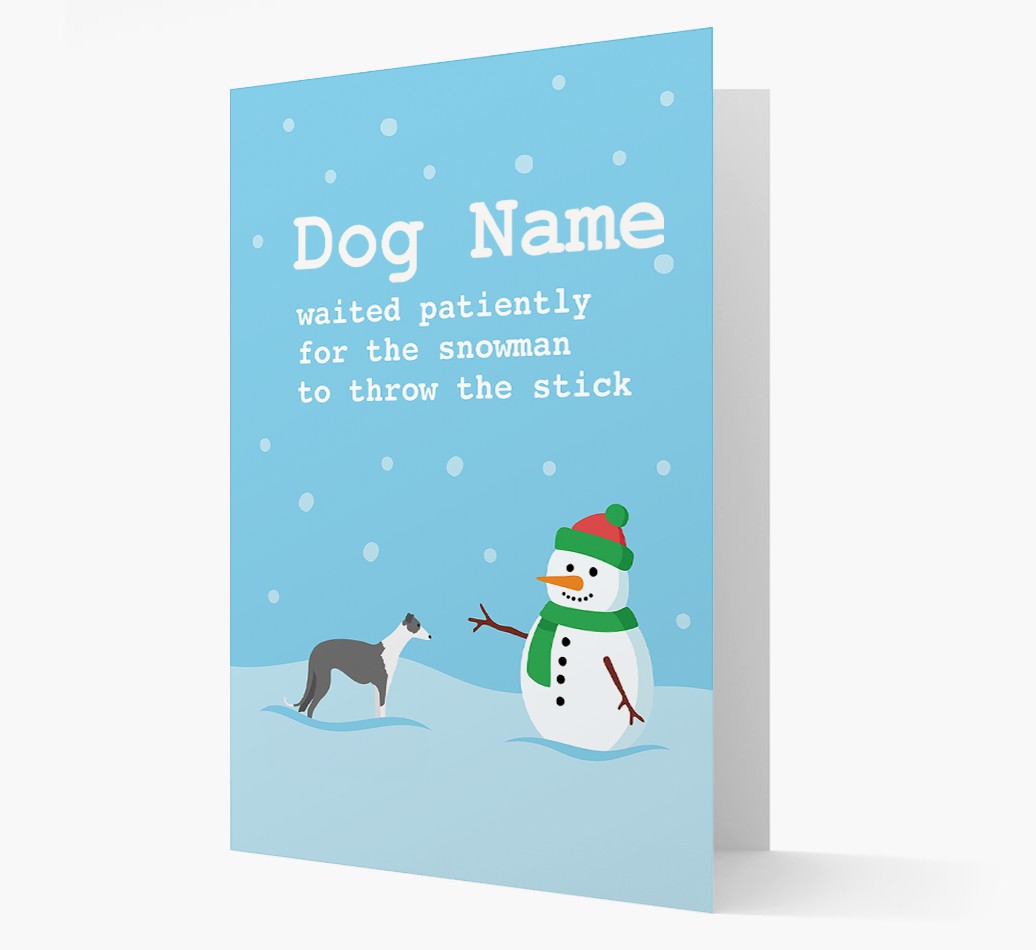 Personalized '{dogsName} and Snowman' - {breedFullName} Christmas Card Front