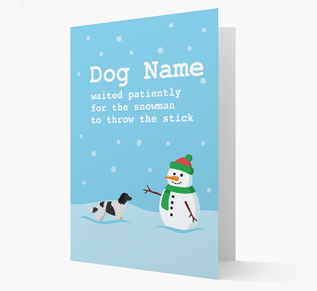 Personalized '{dogsName} and Snowman' - {breedFullName} Christmas Card Front