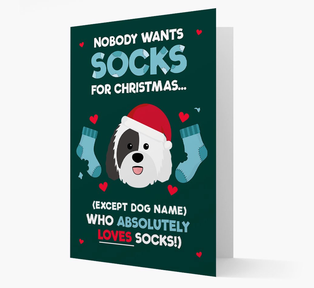 'Socks for Christmas' - Personalized {breedFullName} Christmas Card Front