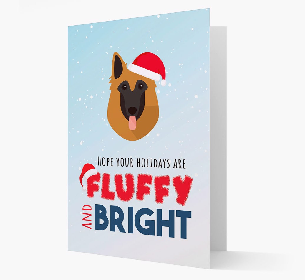 'Fluffy and Bright' - Personalised {breedFullName} Christmas Card Front