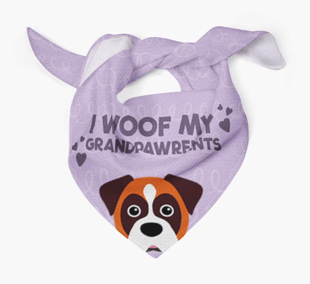 I Woof My Grandpawrents Bandana for your {breedFullName} Tied