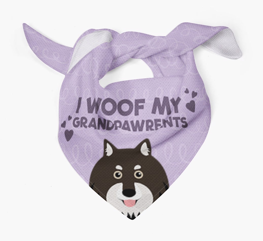 I Woof My Grandpawrents Bandana for your {breedFullName} Tied