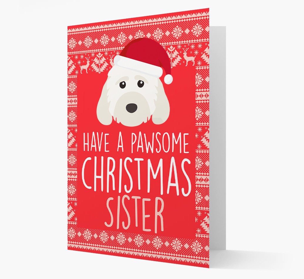 'Have a Pawsome Christmas Sister' Card with {breedFullName} Icon Card front