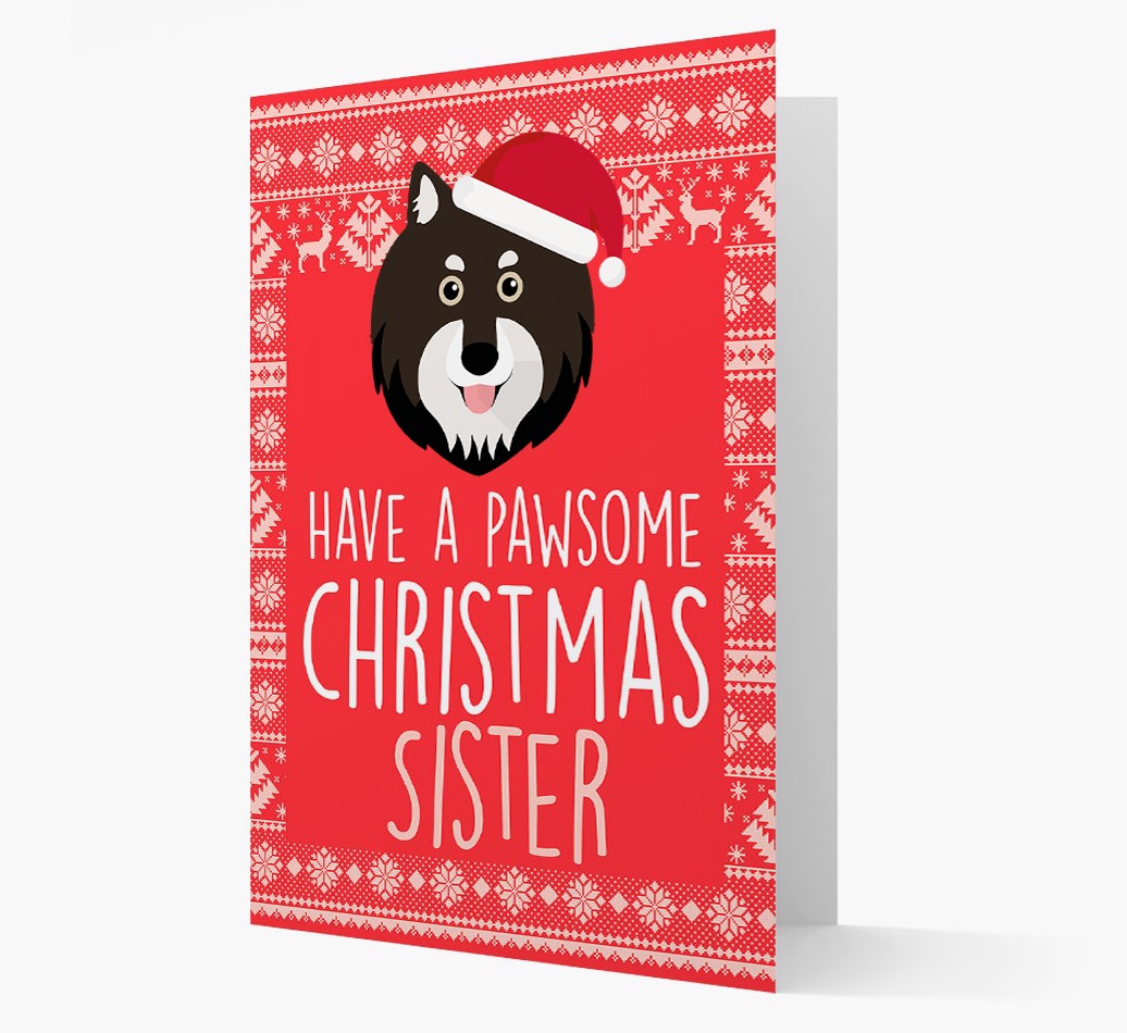 'Have a Pawsome Christmas Sister' Card with {breedFullName} Icon Card front