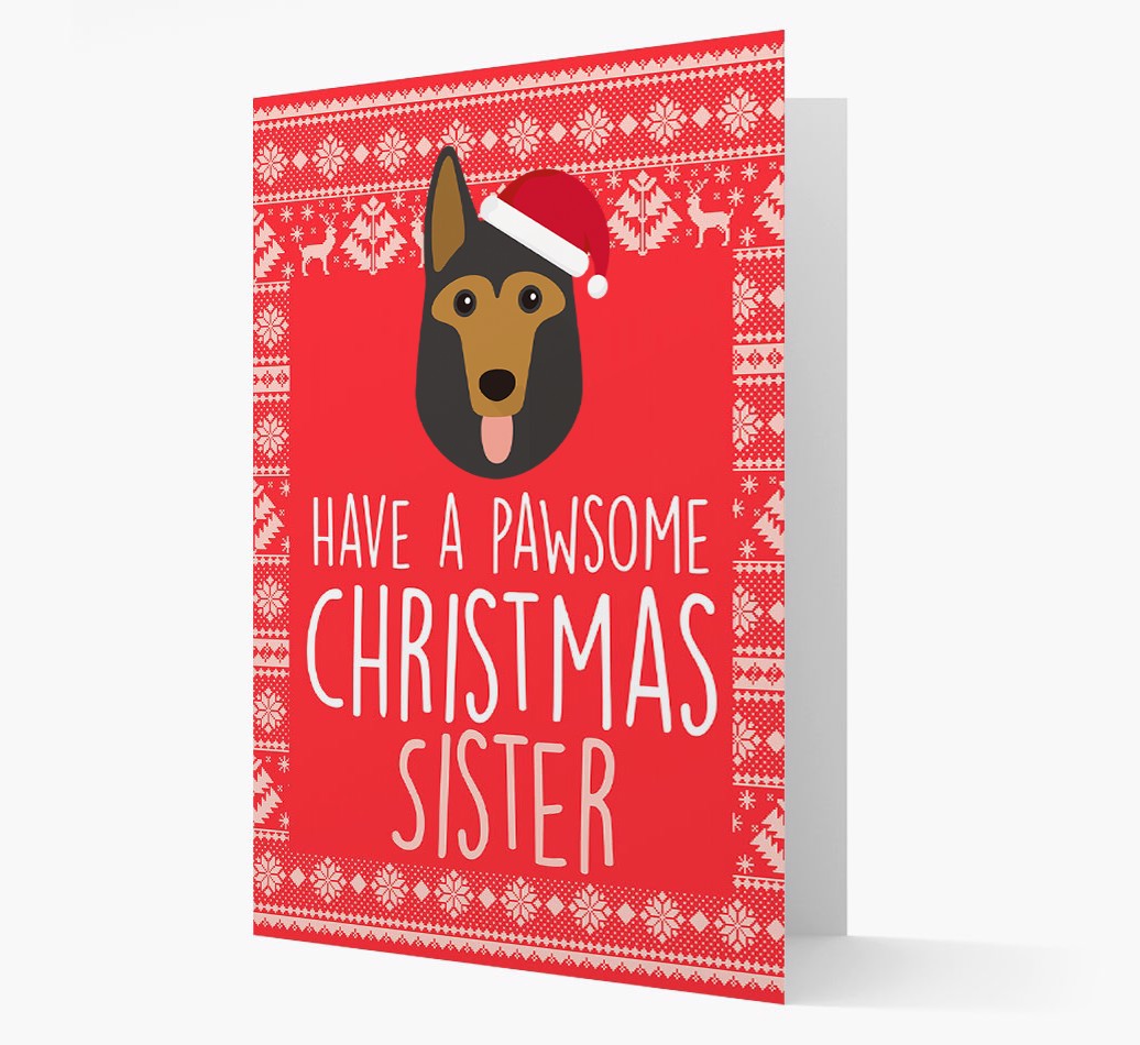 'Have a Pawsome Christmas Sister' Card with {breedFullName} Icon Card front